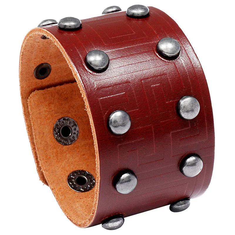 Wholesale Trendy Black Brown Rock Stud Leather Bracelets