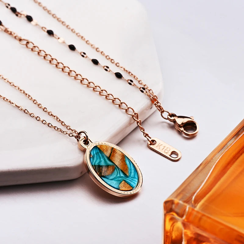 Handmade Women's Stainless Steel Necklace with Unique Colorful Link Chain Pendants and Charms-for Girlfriend Gift