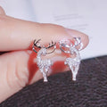 CAOSHI Cute Deer Stud Earrings Lovely Girls Shiny Cubic Zirconia Exquisite Silver Animal Women Sweet Stud Earrings