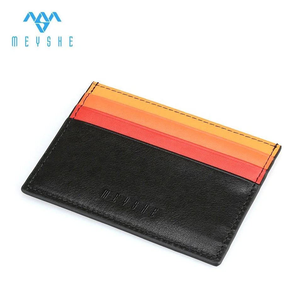Factory Price Luxury Fashion RFID Blocking Slim Credit Card Holder Wallet Custom Genuine Leather