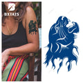 BXTAT Semi-Permanent Blue Genipa Juice Tattoos Lion Tiger Owl Mandala Pattern Lotus Mechanical Arm GZ277to282 Temporary Design