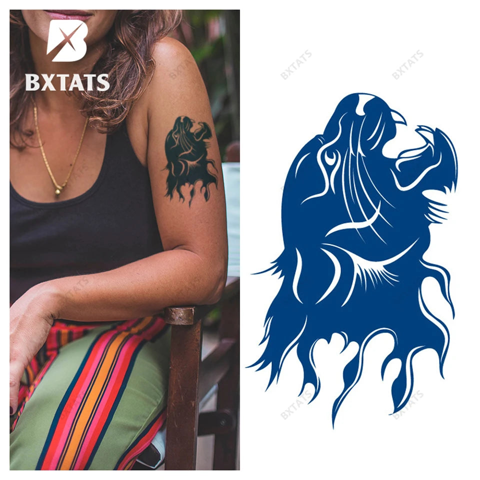 BXTAT Semi-Permanent Blue Genipa Juice Tattoos Lion Tiger Owl Mandala Pattern Lotus Mechanical Arm GZ277to282 Temporary Design