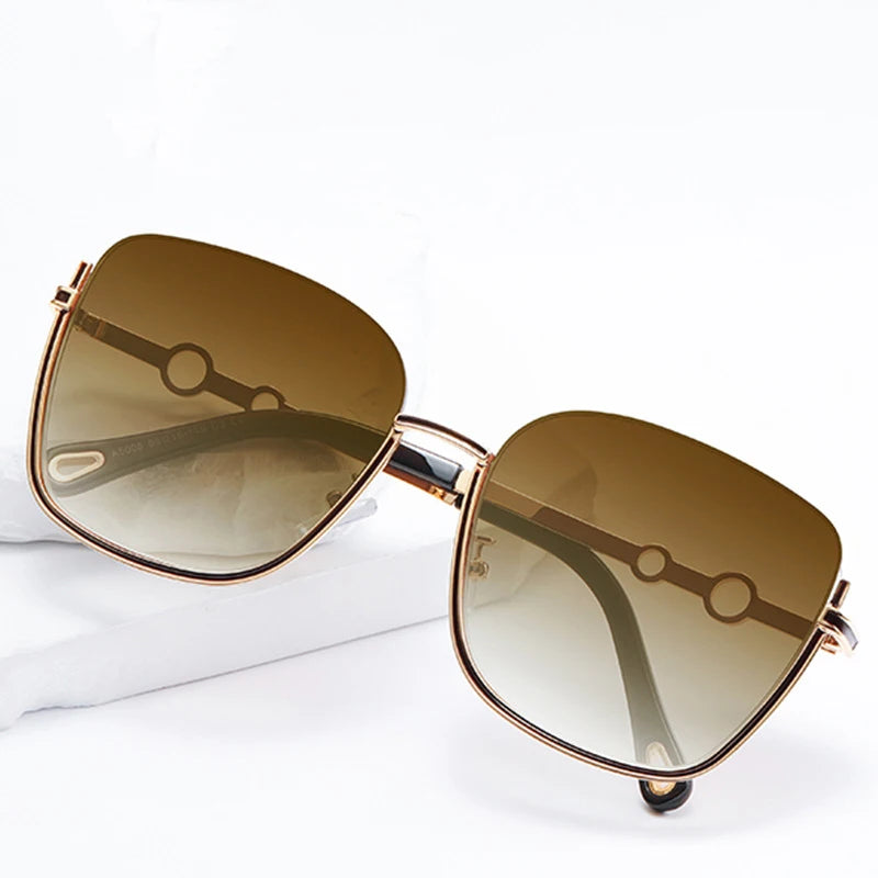 Brands Sun Glasses Retro Square Shades Women Sunglasses for Metal Oversized Sun Glasses Square Rectangle Metal Sunglasses