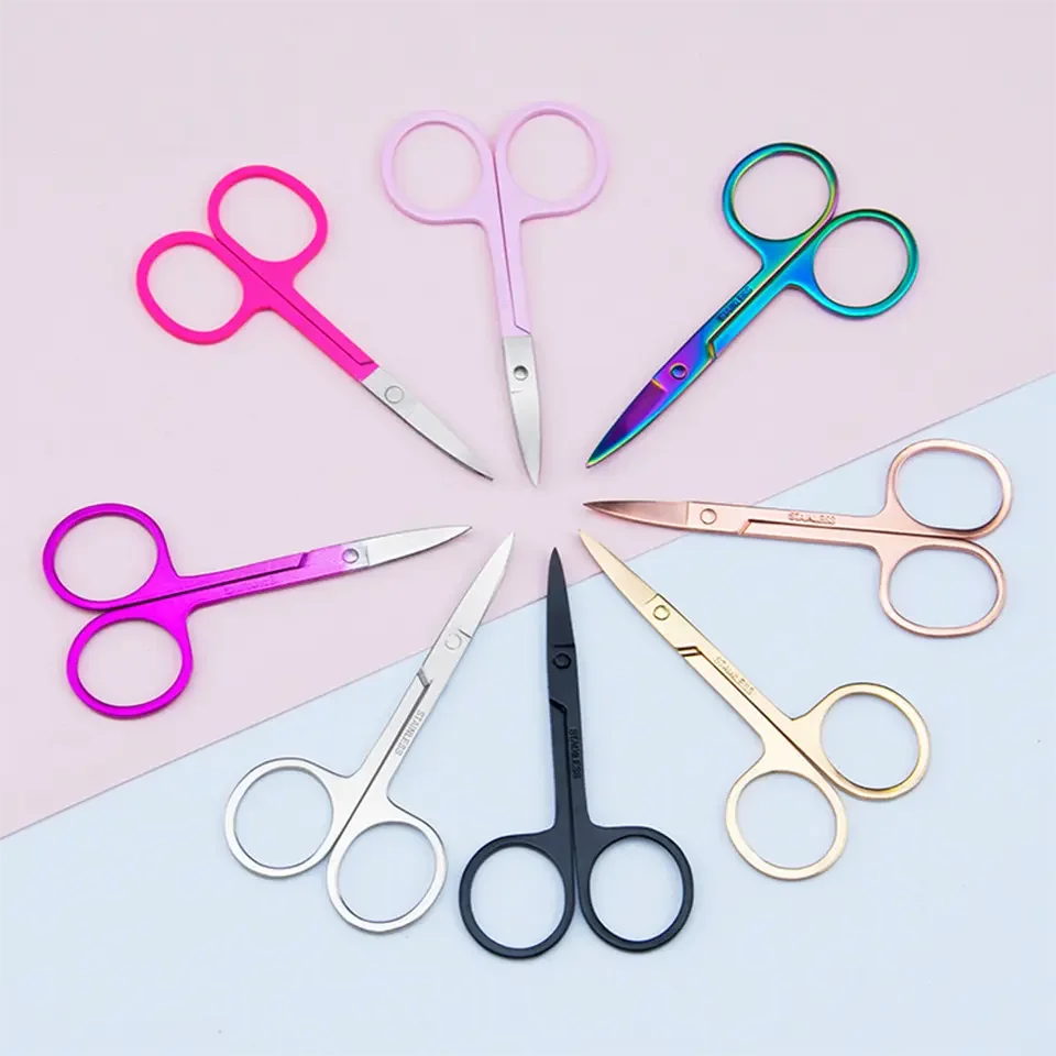 Best Price Colorful Stainless Steel Curved Sharp Blade Portable Beauty Makeup Scissors for Eyebrow and Eyelash Use in Salon Home