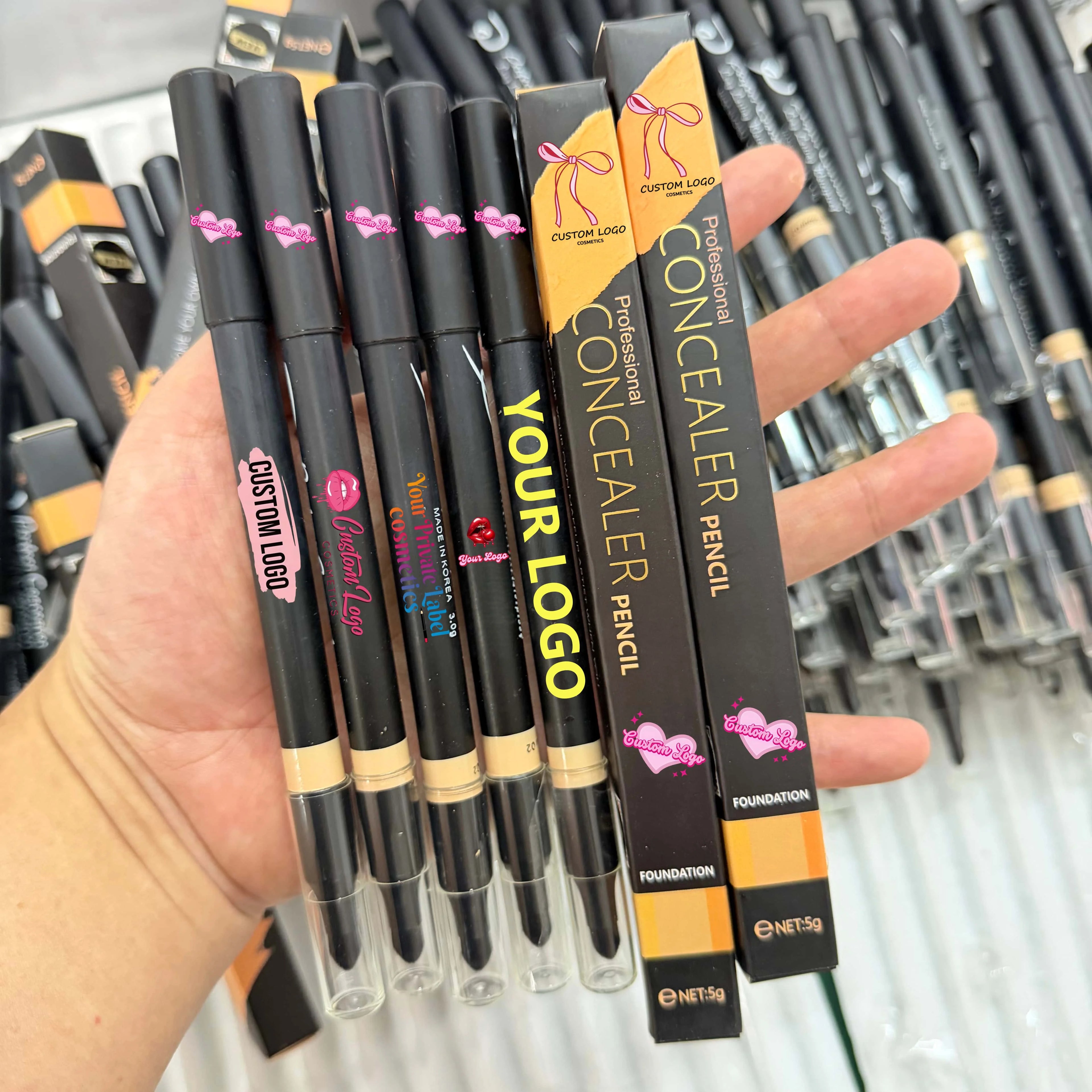 OEM Waterproof Brow Concealer Pen Custom Logo Whitening Natural Brightening Dual Side Concealer Crayon Pencil