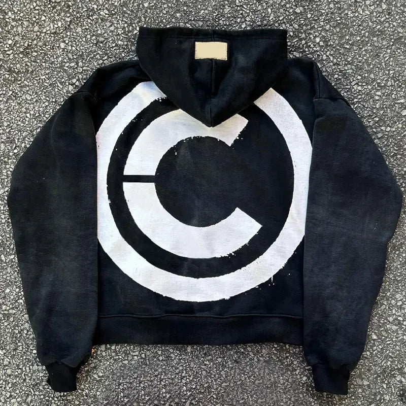 500 Gsm French Terry Cotton Distress Embroidery Print ODM Hoodie Custom Acid Wash Regular Zip Hoodie Washed Patchwork Zipup