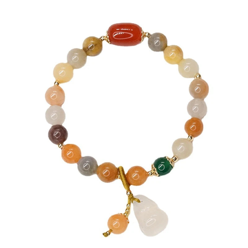 Natural Red Agate Jade Flower/ Pumpkin Beads Bracelet Fashion Charm Accessories DIY Hand-Carved Lucky Amulet Gifts Women Jewelry