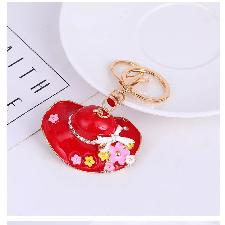 Factory Price Hat Keychain OEM Order Diamond Customize Metal Key Ring Car Bag Phone Accessories Key Chain Gift Manufacturer