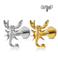 Top Fashion G23 Gold Plated Titanium Punk Scorpion Design Earrings with Zircon Stone Unisex Body Jewelry for Party & Gift
