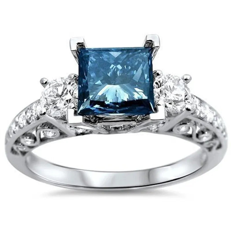 CAOSHI Alloy Jewelry Wholesale Price Factory Outlet Inlaid Unique Blue Zircon Ring Women Engagement Fashion Blue Crystal Ring