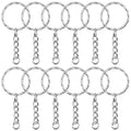 Key Ring With Chain Silver Keychain Rings With Jump Rings and Screw Eye Pins Bulk for Resin DIY Crafts and Jewelry Making