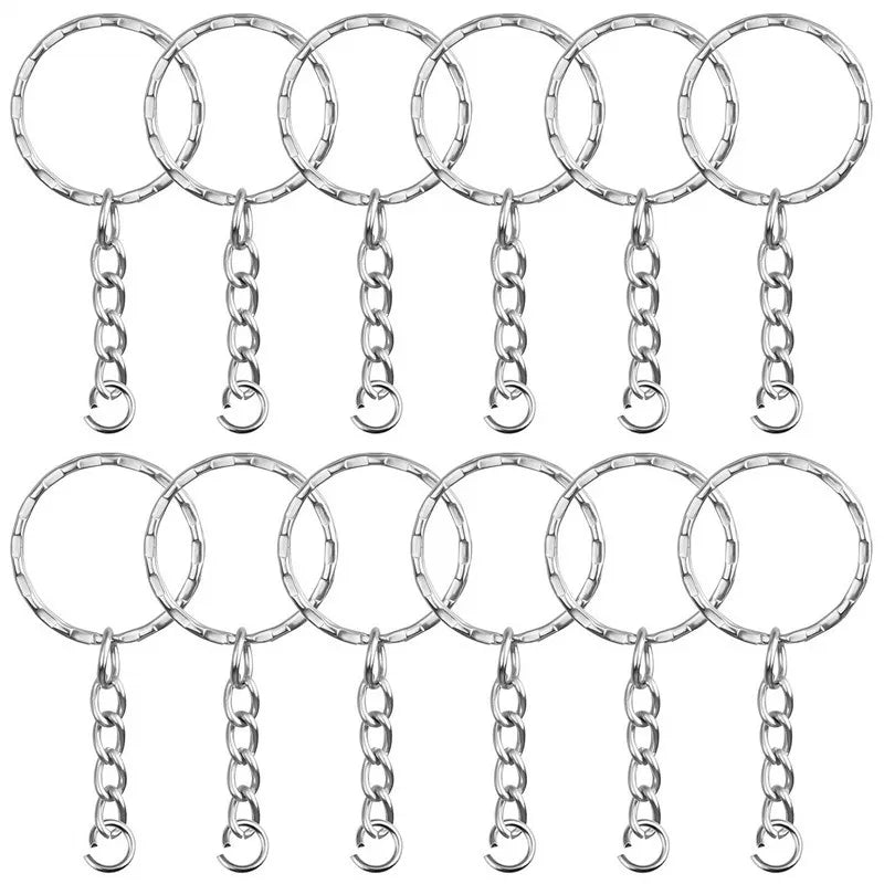 Key Ring With Chain Silver Keychain Rings With Jump Rings and Screw Eye Pins Bulk for Resin DIY Crafts and Jewelry Making