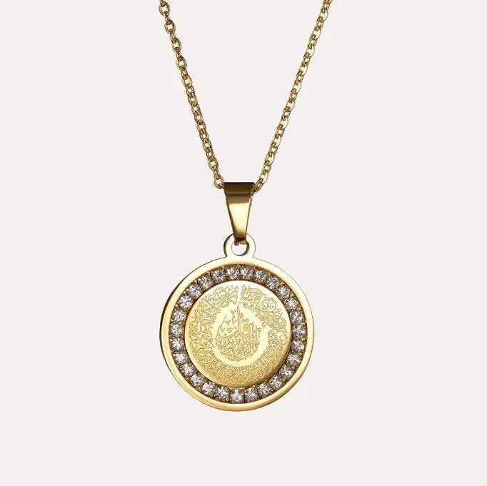 Inspire Jewelry Wholesale Custom JEWELRY Religious Medallion Islamic  Muslim Zircon Arabic Pendant Necklace Engraved Content
