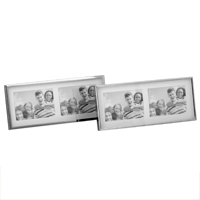 Modern Dual Silver Plated Metal Shadow Box Photo Frame with Landscape Animal Flower Portrait Subjects 18mm Thick