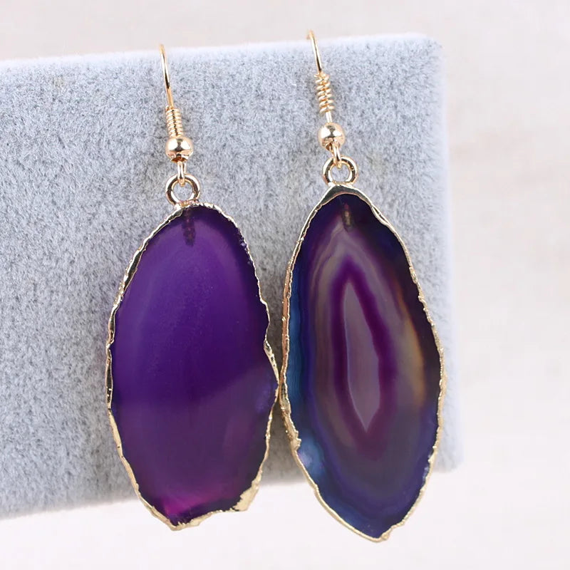 Wholesale Natural Gem Earrings Decorative Earrings Women's Top Agate Thin Earrings