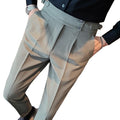 Casual Suit Pants for Men's Summer High Waisted Straight Leg Pants Slim Business Casual Pants for Men