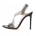 Fashion Large Size Summer Ladies Open Toe Party Shoes Clear PVC Stiletto High Heels Transparent Sandals for Women
