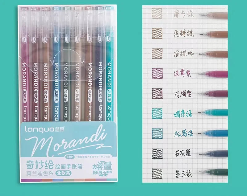 New Arrivals Multicolor Gel Pen Large Capacity Morandi Color Student Marking Pen Colorful Gel Pens Markers
