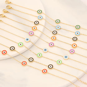 Simple Chain Fashion Round Gold Evil Eyes Bracelet Trendy Stainless Steel Bracelets for Woman