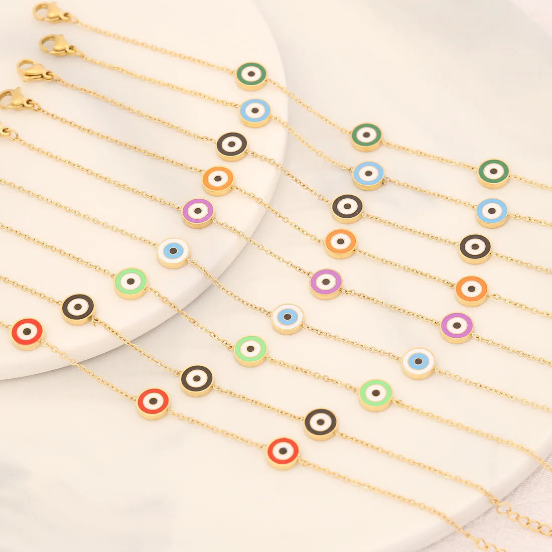 Simple Chain Fashion Round Gold Evil Eyes Bracelet Trendy Stainless Steel Bracelets for Woman