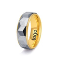 8mm Light Luxury Tungsten Steel Ring Silver Room Gold Two Double Color Faceted laser logo Tungsten Steel Ring Finger Ring 604