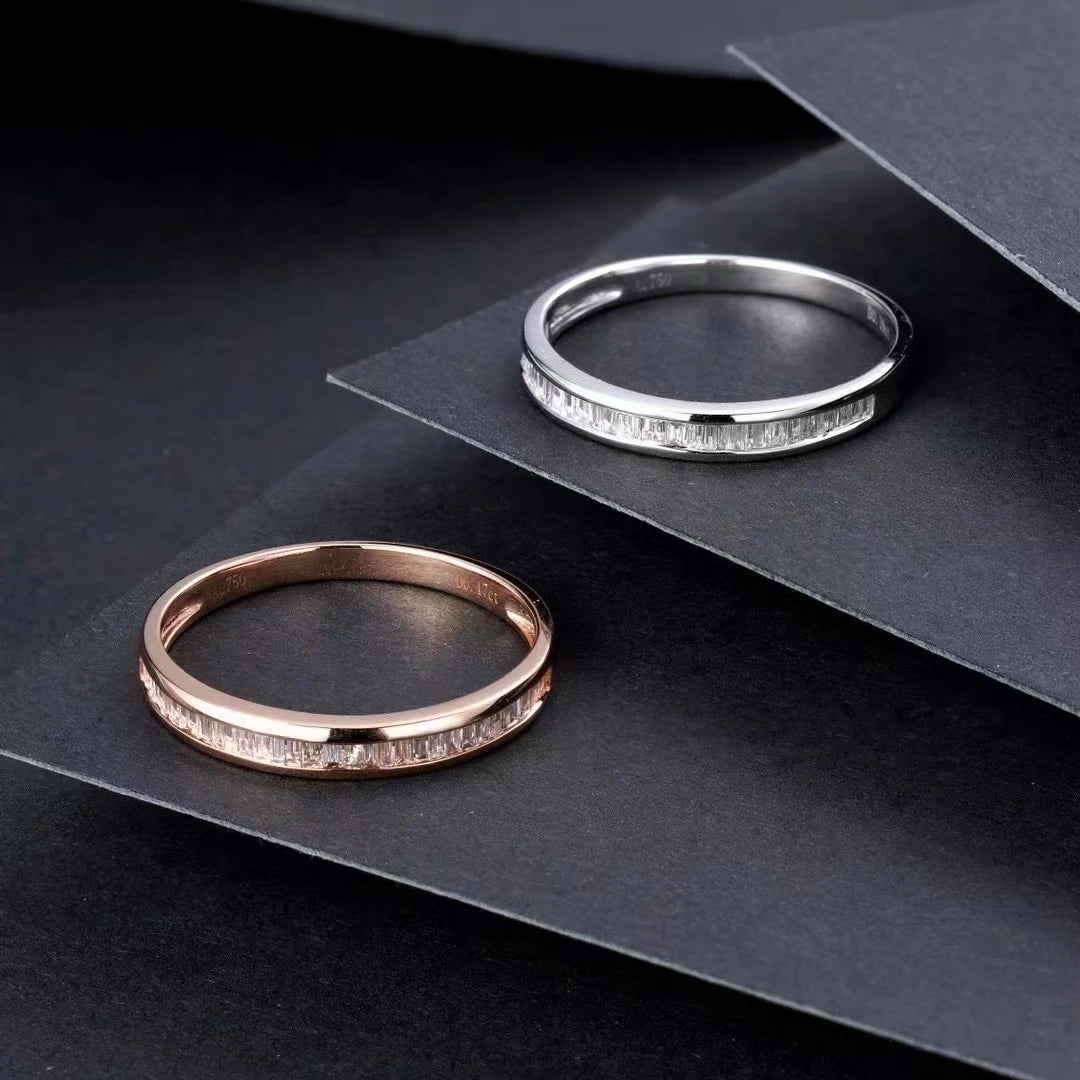 H&F Customizable 18K Gold Wedding Ring Set AU750 585 Solid Gold with Natural Diamond for Engagement Real Diamond Jewelry