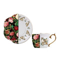 Luxury Retro Gold-Painted Handle Porcelain Coffee Cup and Tea Saucer Set with Flower Design Eco-Friendly 250ml Capacity