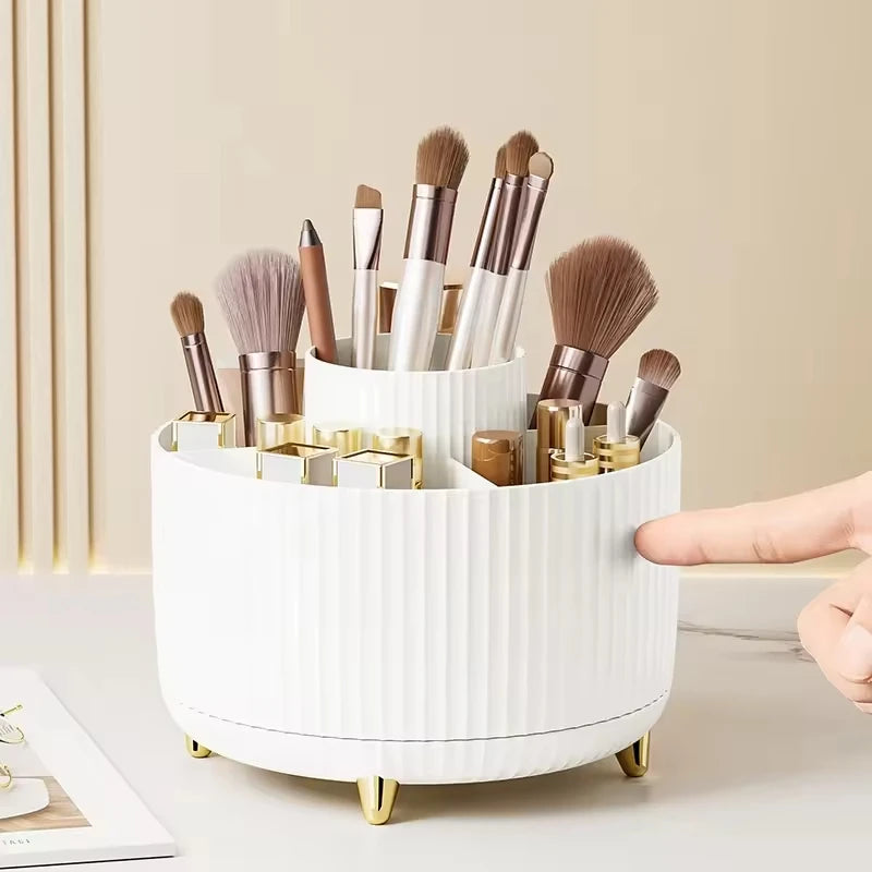 Desktop Rotating Cosmetic Brush Storage Container Lipstick Shelf Household Dressing Table Pen Holder Cosmetics Storage Box