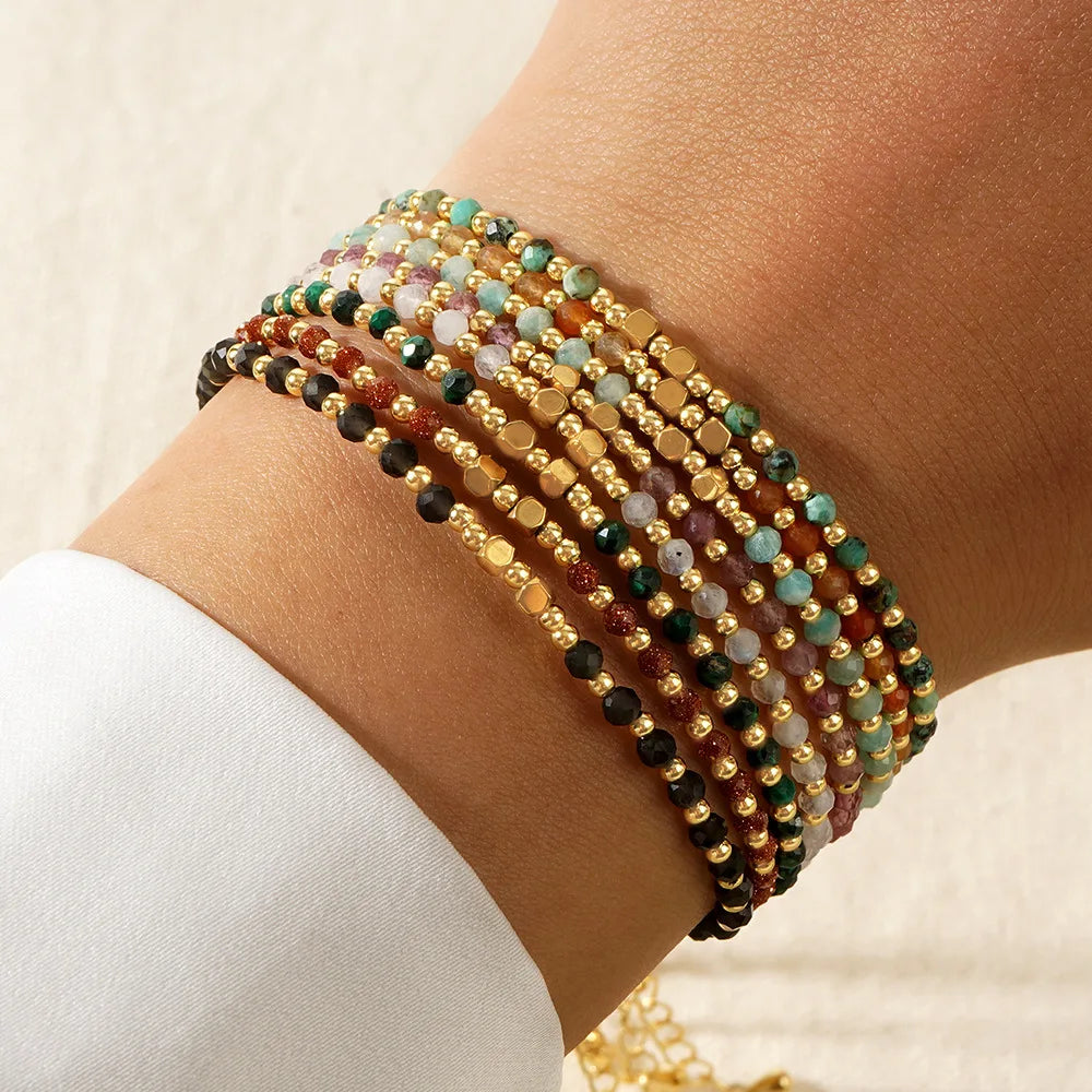 YL Tiny Seed Jewelry Design Gorgeous  Fashion Bangles Dainty Stone Beaded Bracelets for Women