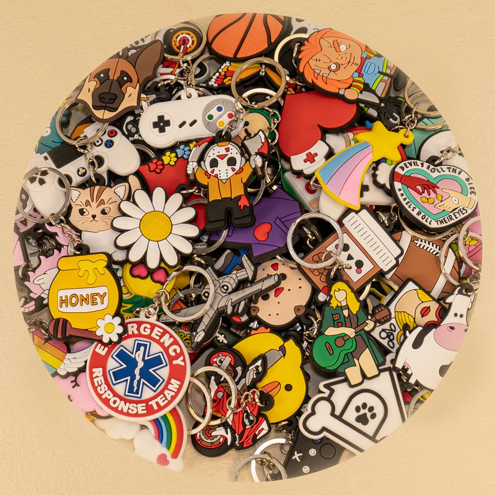 Wholesale Promotional Keychains Custom Cartoon Keychain with Personalized Keychains and Silicone Charms for Gift Sales