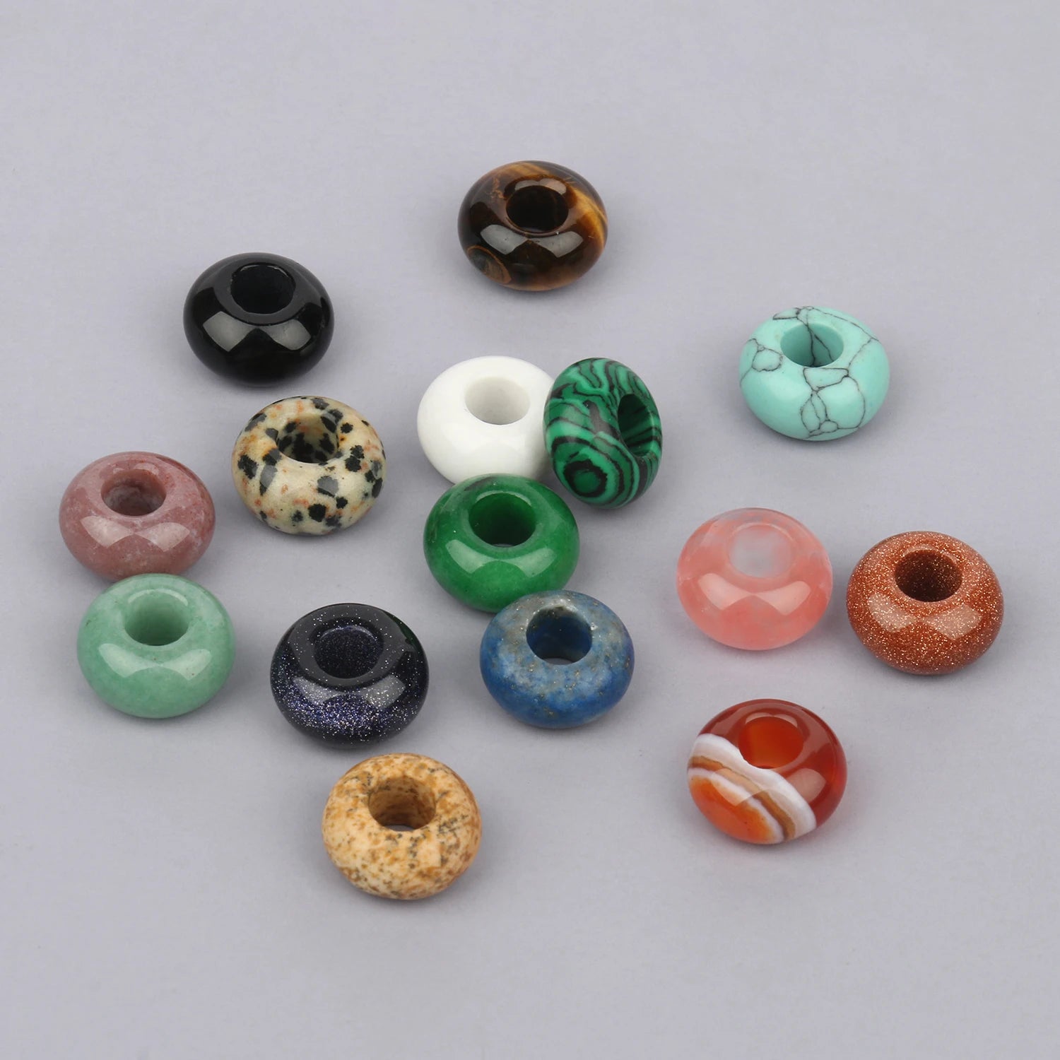 14x7mm Big Hole Malachite/ Howlite/Agates/Turquoises Stone Spacer Beads for Jewelry Making DIY
