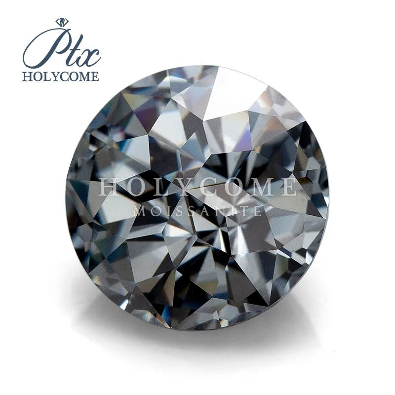 2024 Round Shape Special Cut Gray Color Loose Emperor Cut Moissanite Gemstone With Certificate
