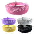 Internal Padding Gym Weight Lifting Belt 4\" Microfiber Vegan Fitness Leather Double-Prong Metal Buckle Cowhide Material