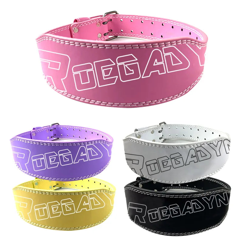 Internal Padding Gym Weight Lifting Belt 4\" Microfiber Vegan Fitness Leather Double-Prong Metal Buckle Cowhide Material