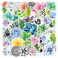 50Pcs Colorful Plant Flowers Leaf Decor Paper Sticker Girl Waterproof Vinyl Stickers
