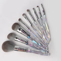 Manufacturer Transparent 9 Face Crystal Handle Clear Synthetic Glitter Luxury Vegan Bling Professional Makeup Brush Set
