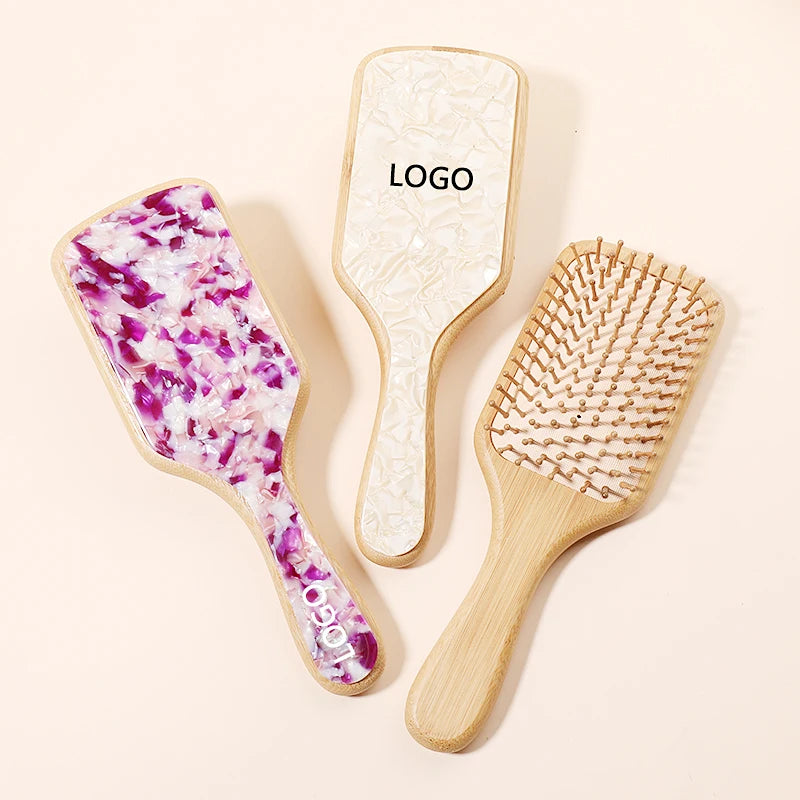 Mi Dairy CUSTOM LOGO Anti-static Wood Acetate Hairbrush Comb Air Sac Health Paddle Cushion Massage Brushes