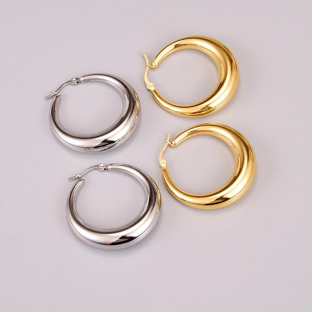 SSeeSY Wholesale Hot Sale Custom Design Fashion Jewelry Chunky Hoop Earrings Huggie Stainless Steel Chunky for Women Ladies Girl