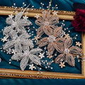 Elegant 3D Wire Handmade Crystal Star Beaded Flower Rhinestone Applique for Rhinestone Hair Accessories WHD-089