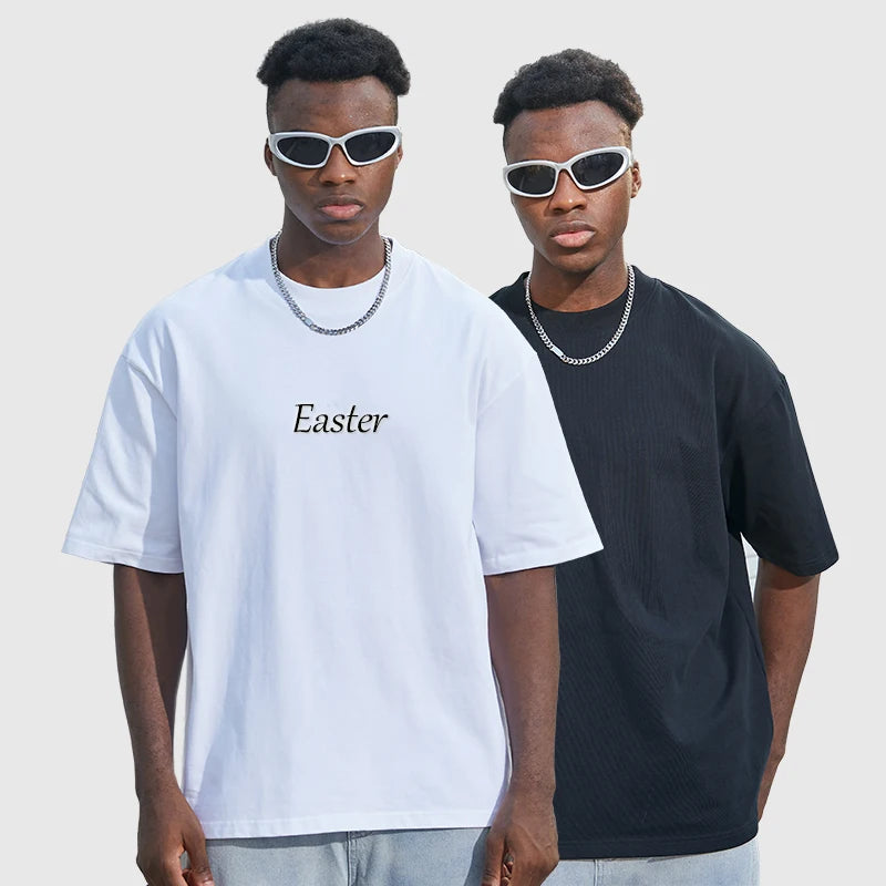 Men's Custom Light Plain Cotton T-Shirt Wholesale Easter Day Logo Pattern Graphic Fitted Oversized Short Sleeve Design Clothing