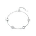 Fashion Sweet Love CZ Bracelet 925 Sterling Silver Mirror Heart Shape Charm Chain Bracelet Fit Fine Jewelry Gift for Girlfriend