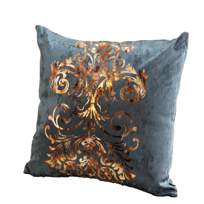 Plush Velvet Fabric Geometric Print Pattern Bronzing Design Pillow Cover Hot Selling Sofa Cover