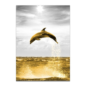 Golden Sea Whale Sailboat Canvas Wall Hangings Home Decor Nordic Poster Prints Oil Painting on Canvas Posters Print Art Picture