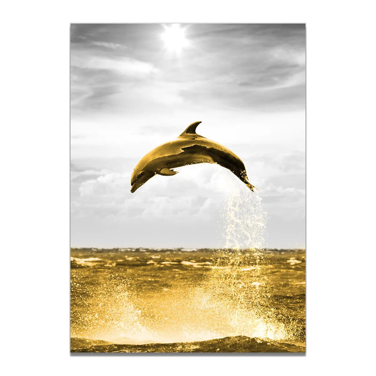 Golden Sea Whale Sailboat Canvas Wall Hangings Home Decor Nordic Poster Prints Oil Painting on Canvas Posters Print Art Picture