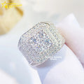 Ready to Ship GRA Certificate Hip Hop Iced Out Square Shape 925 Silver Mens Engagement Moissanite Ring