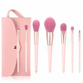 Custom Logo 7pcs Professional  Makeup Brushes Premium Foundation Blush Eyeshadow Pink Makeup Brush Set with PU Case