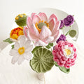 New Woolen Hooked Crochet Lotus Artificial Flower Bouquet Home Tabletop Decoration Exquisite Knitting Finished Gift