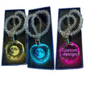 Customized Keychain Long Crystal Beads Hanging Beautiful Moon Glass Crystal Tassel Pendant Keyring with Rosary