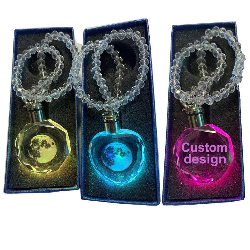 Customized Keychain Long Crystal Beads Hanging Beautiful Moon Glass Crystal Tassel Pendant Keyring with Rosary