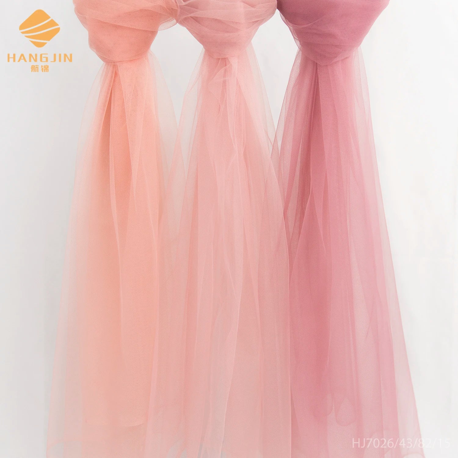100% Polyester Wholesale Colorful Bridal Mesh Net Tricot Tulle Fabric Light pink for Wedding Dress Party Decoration